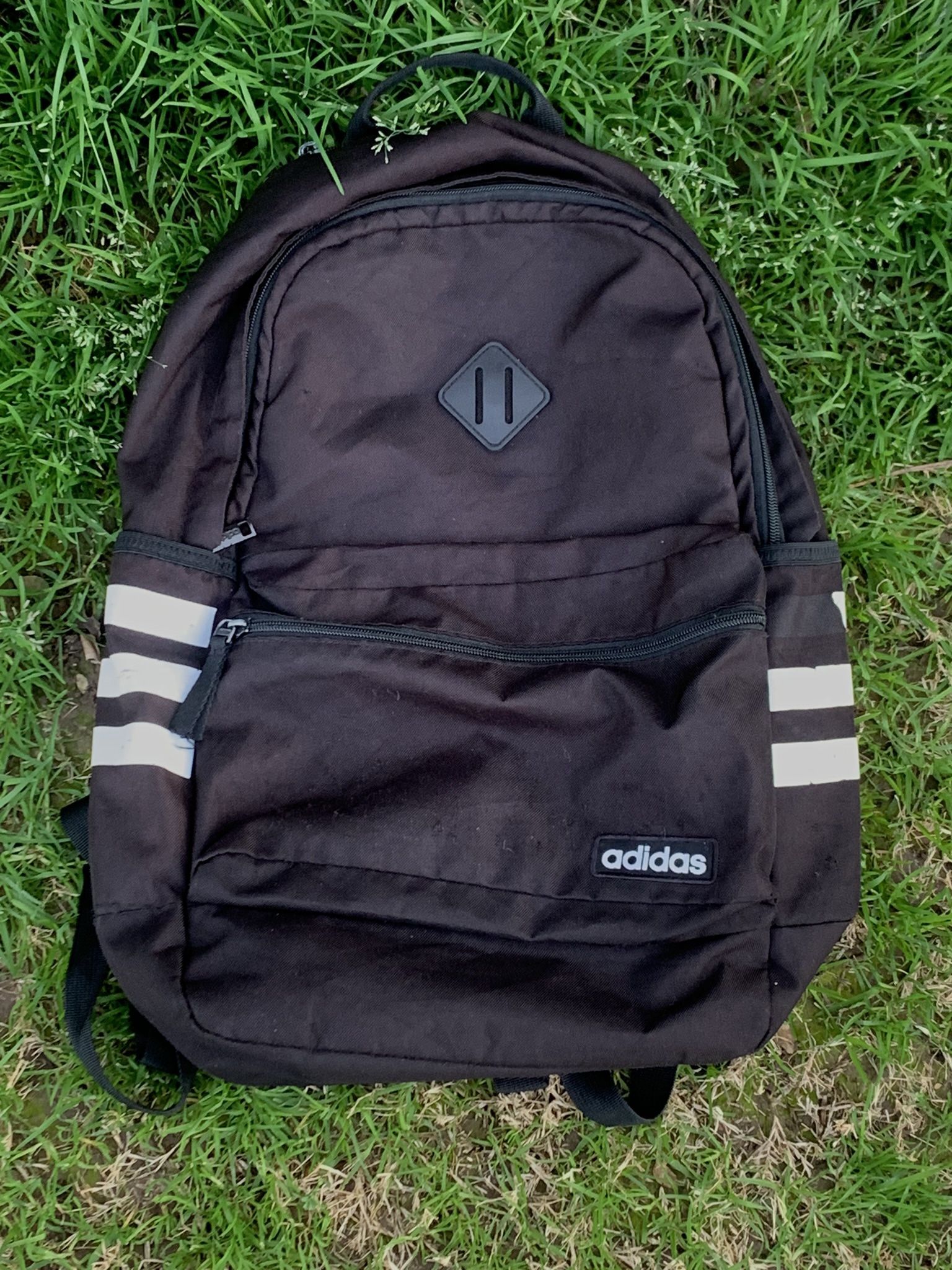 Adidas Black And White Backpack Great For School College Gym Hiking Skateboarding