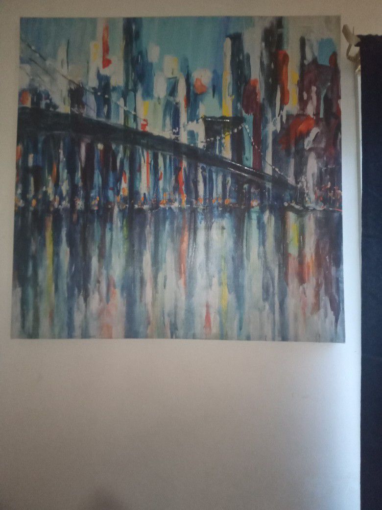 Acrylic Oil Painting Of The Brooklyn Bridge 