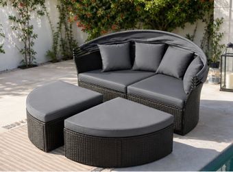 4-Piece Versatile Outdoor Daybed w/ Cushions & Pillows