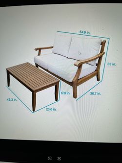 Outdoor Wood Loveseat and Coffee Table Set