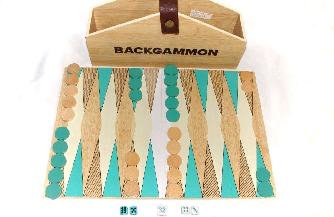 NEW Designer Classic Backgammon Wooden Board Game and Pieces w/ instructions