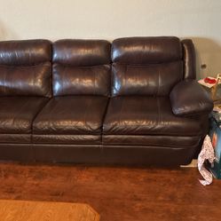 Dark Brown Leather Sofa, Excellent Condition,