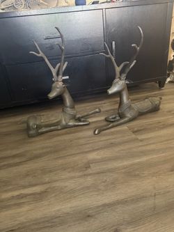 Pair of brass Reindeer Figurines
