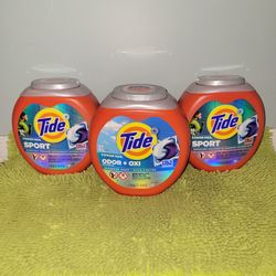 3 Tidepods 25pacs(2 Powerpods+sport/1 Powerpods Odor Defense + Oxi)