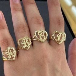 10k Gold Heart Ring With A Initial 