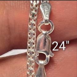 24" 2mm Bismark Solid Sterling Silver NECKLACE  ITALIAN SILVER 