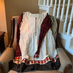 Ivory red black tunic