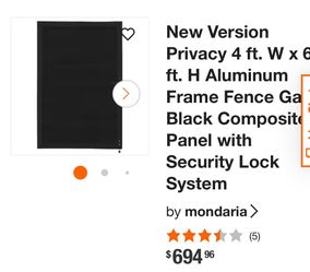 ) New Version Privacy 4 ft. W x 6 ft. H Aluminum Frame Fence Ga