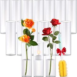 💐 16x Glass Cylinder Bud Vases – 7.7” Tall 💐