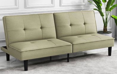 IULULU Futon Sofa Bed, Convertible Sleeper Couch Armless Daybed for Apartment, Studio, Dorm, Office, Home, Sage Green