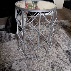 Cute Silver Stand With Glass Mirror Top