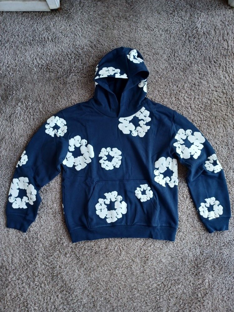 Navy Demin Tear Hoodie Size M
