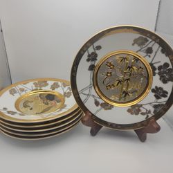 Vintage Chokin (6) Plate Set Eternal Wishes Good Fortune Hamilton Collection