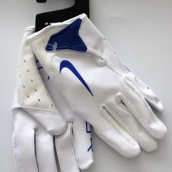 New Nike Vapor Jet 7.0 White/Blue Football Gloves YOUTH SIZE MEDIUM