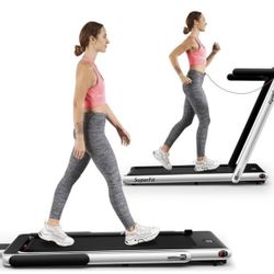2 in 1 Folding Treadmill, 2.25HP Superfit Under Desk Electric Treadmill
