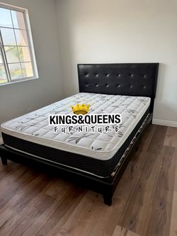 New Queen bed frame with mattress