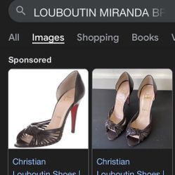 LOUBOUTIN MIRANDA BROWN LEATHER D'ORSAY STRAPPY KNOTTED OPEN TOE PUMPS in excellent condition asking $100 SIZE 38 (8)