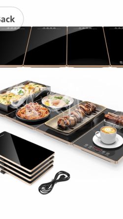 Electric Warming Tray, 4-in-1 Food Warmers for Parties Buffet with 10 Temp Settings and Timer, 33"x15" Glass Surface Warming Mat for Food, Modular Buf