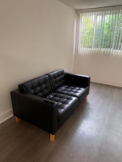 Black Faux Leather Couch