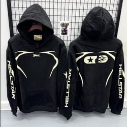 Hellstar Black Pullover Hoodie Denim Jeans Tears Hellstar Chrome Hooded Jacket Hearts Small S Medium M Large L XL Coat Sweater