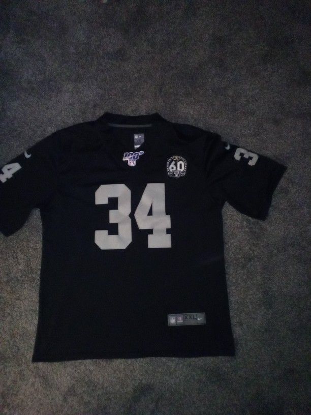#34 Bo Jackson Raiders  XXL On Field Nike Jersey,Black With Silver Letters/Numbers