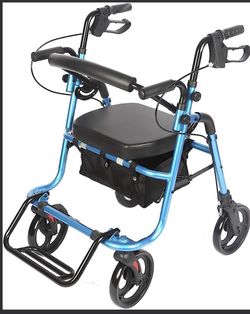 2 In 1 Rollator Walker | Rolling Walkers For Seniors Lightweight With Large Wheels, Rollator With Seat And Brakes Fold Up, Medical Transport Chair Wal