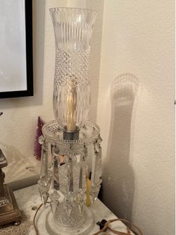 Antique prism crystal Hurricaine electric lamp
