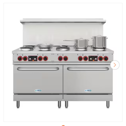 Koolmore 60 in. Commercial Electric Range with 10-Burners and 2-Standard Electric Ovens in Stainless Steel - 208-Volt 3-Phase