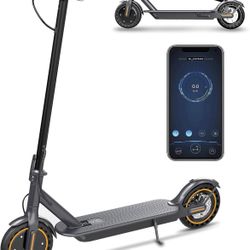 8.5" Solid Tires, 350W Motor, Up to 19 MPH and 21 Miles Long-Range Portable Foldable Commuting Scooter for Adults with Double Braking System and App