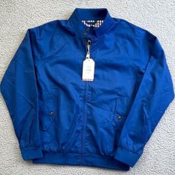 Ben Sherman Mens Bomber Jacket Full Zip Blue Size S Plaid Lining