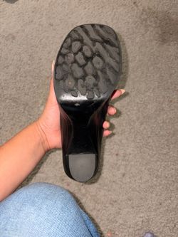 Black buckle heels