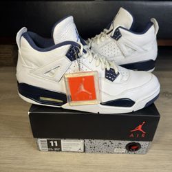 Size 11 -Nike Air Jordan 4 Retro LS Columbia White Midnight Navy 314254-107 2015
