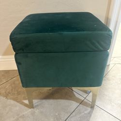 Green Velvet Ottoman Vanity Stool 