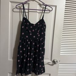 Express Black Spaghetti Strap Print Skater Dress Size Small 