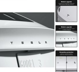 Tesla Model Y Model 3 T Front Logo Rear Letters Emblem Set Matte Black New