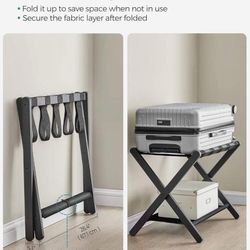 Luggage Rack, Folding Suitcase Stand with Storage Shelf