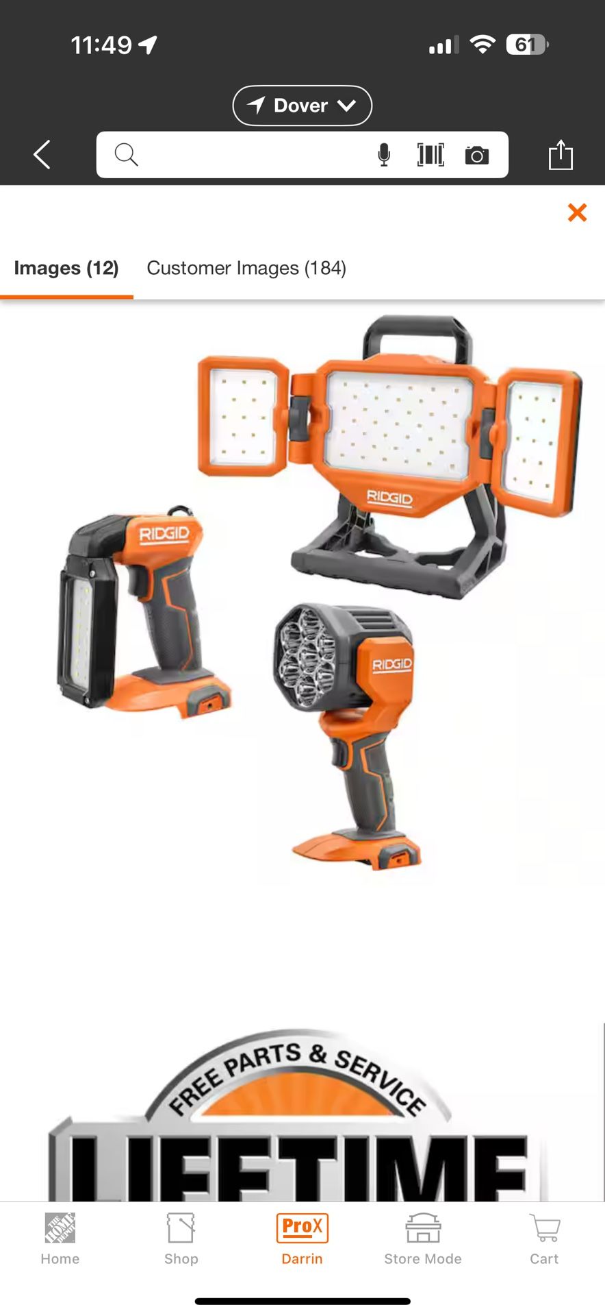 Ridgid 18V LED: Hybrid Panel Light Spotlight Stick Light