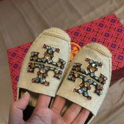 Tory Burch Crystal Espadrille Shoes 6.5