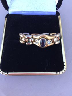14k 2 tone gold / sapphire ring sz 7.5