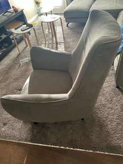Gray Upholstered High-Back Accent Chair