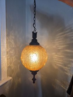 Perfect Amber Colored MCM Swag Light with 15ft+ chain.