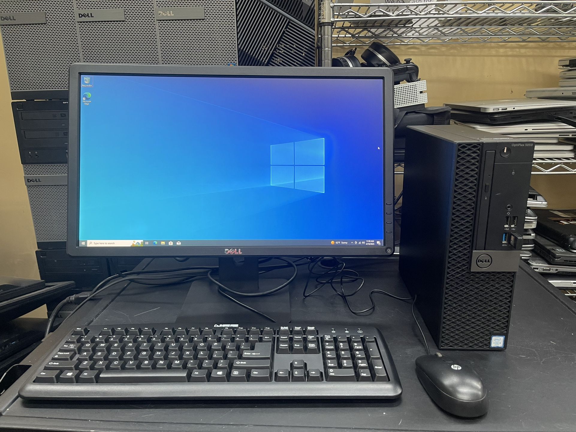 Dell optiplex desktop set, intel Core i5, 8gb ram, 500gb HDD, windows 10 pro, USB wifi adapter,22” monitor keyboard, mouse and cables. All for $155