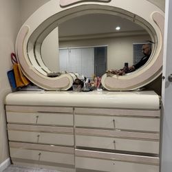 Dresser With Mirror And Two Side Table 