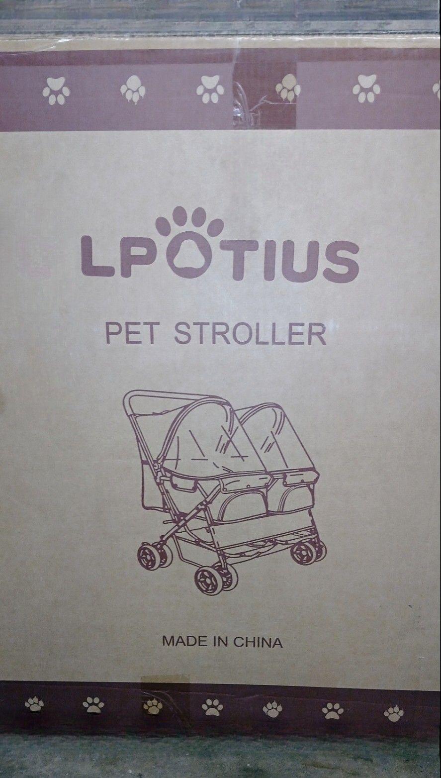LPOTIUS Double Pet Stroller Beige