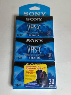 Lot Of 3 Sony VHS-C 30 Min Premium Brand New Brilliant Color And Sound SEALED