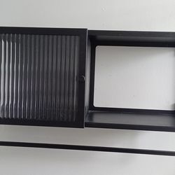 Restroom wall mount for storage and hanging towels, wall cabinet