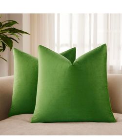 Decorative Velvet Throw Pillow Covers 18x18 Set of 2,Apple Green
for Couch Bed Sofa Chair Living Room Bedroom,Luxury Modern Home Decor,Invisible Zippe