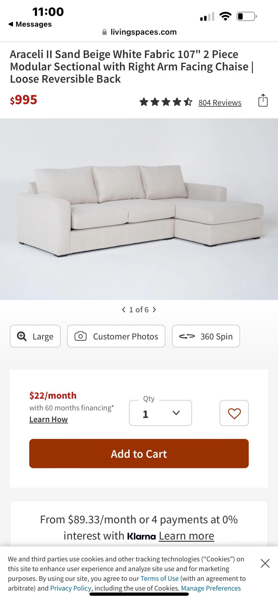 Sectional couch (right-facing)