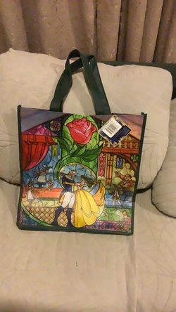 Reusable Beauty and the Beast stain glass  bag