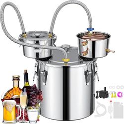 3 Pots 8Gal/30L Moonshine Still Kit Complete with Thumper and Condenser, Thermometer, Submersible Pump, Stainless Steel Alcohol Distiller Home Brewing
